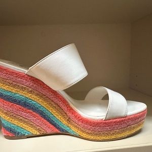 White colorful rainbow wedges